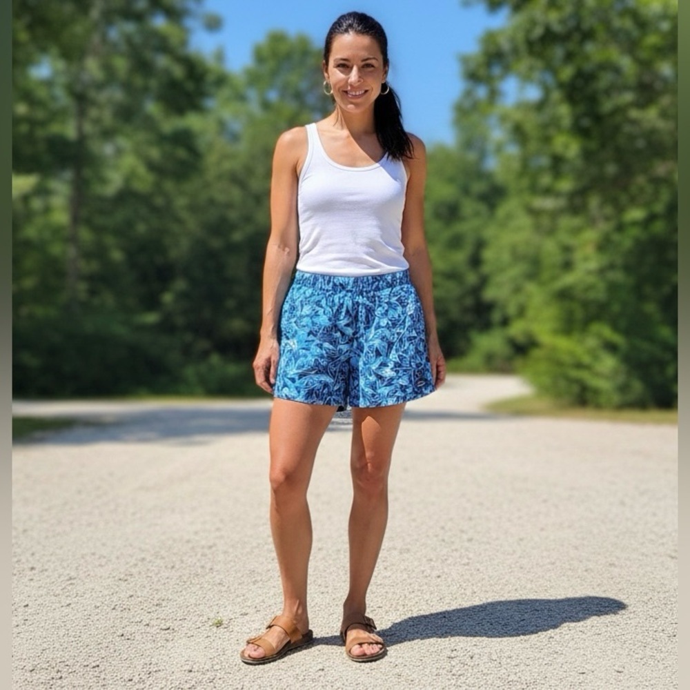 #Patagonia” Patagonia Baggies Shorts - Light Blue Geometric Print - Size [XS
